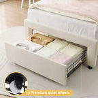 Cadre de lit double en velours COZONY avec tête de lit réglable, lit plateforme de princesse avec lattes en bois, aucun sommier tapissier requis