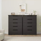Commode à 5 tiroirs pour chambre à coucher, table de chevet noire avec poignées encastrées, organiseur de commode en bois pour salon, chambre d'enfant, entrée