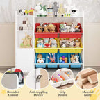 Meuble de rangement pour jouets pour enfants avec 8 bacs amovibles et étagère, grande malle à jouets pour salle d'étude, chambre à coucher, chambre d'enfant, salle de classe et nurserie