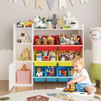 Meuble de rangement pour jouets pour enfants avec 8 bacs amovibles et étagère, grande malle à jouets pour salle d'étude, chambre à coucher, chambre d'enfant, salle de classe et nurserie