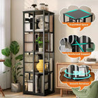 Étagère de rangement rotative en métal Acekool à 4 niveaux, avec roulement à billes à 360°, organiseur d'angle, style industriel