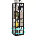 Étagère de rangement rotative en métal Acekool à 4 niveaux, avec roulement à billes à 360°, organiseur d'angle, style industriel
