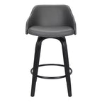 Chaise de bar HomeRoots pivotante à dossier bas en fer gris et noir, hauteur comptoir, 76 cm