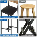 Lot de 4 tabourets de bar, tabourets de bar de cuisine avec repose-pieds, tabourets de bar rembourrés hauteur comptoir, chaises de bar avec dossier pour îlot de cuisine, appartement