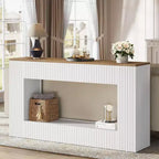 Console de télévision moderne Lantine, table d'entrée de 140 cm en bois avec rangement, table de canapé étroite et longue derrière le canapé pour le salon, le couloir