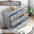Commode à 7 tiroirs pour téléviseur de 48 pouces, meubles de rangement modernes en bois pour salon, chambre à coucher, dressing, bureau à domicile