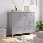 Commode à 7 tiroirs pour téléviseur de 48 pouces, meubles de rangement modernes en bois pour salon, chambre à coucher, dressing, bureau à domicile
