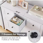 Commode à 7 tiroirs pour téléviseur de 48 pouces, meubles de rangement modernes en bois pour salon, chambre à coucher, dressing, bureau à domicile