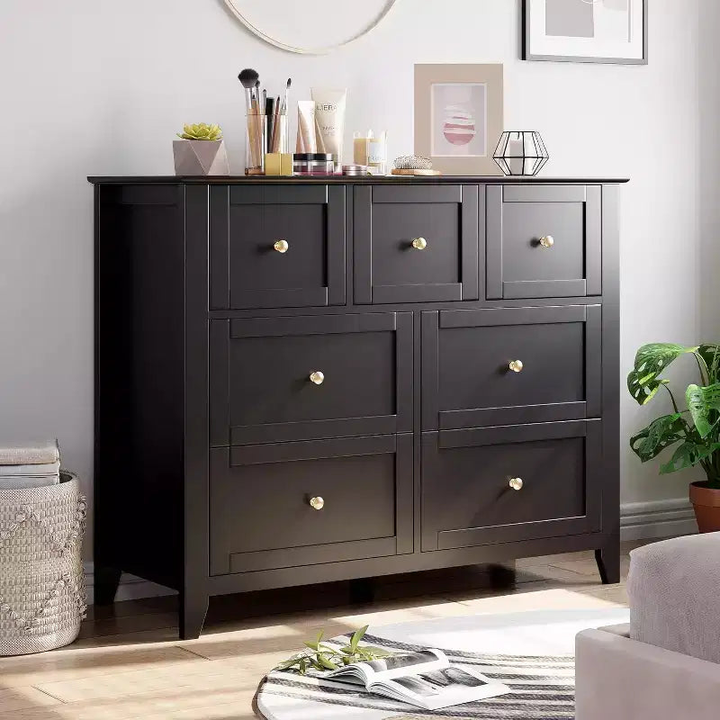 Commode à 7 tiroirs pour téléviseur de 48 pouces, meubles de rangement modernes en bois pour salon, chambre à coucher, dressing, bureau à domicile