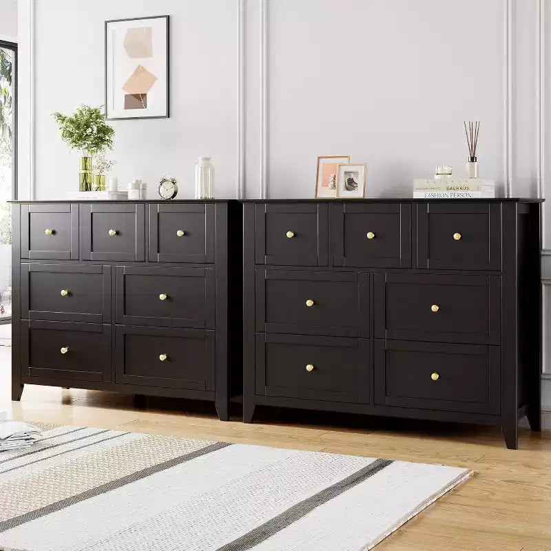 Commode à 7 tiroirs pour téléviseur de 48 pouces, meubles de rangement modernes en bois pour salon, chambre à coucher, dressing, bureau à domicile