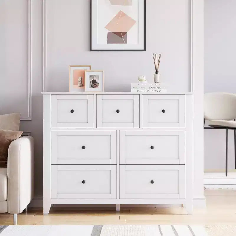 Commode à 7 tiroirs pour téléviseur de 48 pouces, meubles de rangement modernes en bois pour salon, chambre à coucher, dressing, bureau à domicile