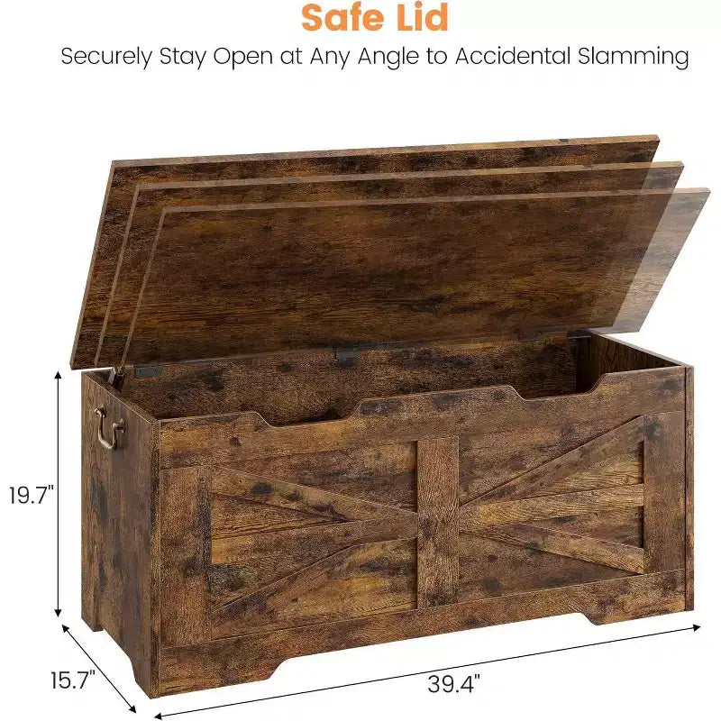 Banc de rangement décoratif Acekool, coffre d'entrée double usage avec charnière de sécurité