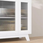 Coolmee Armoire de Rangement d'Appoint, Buffet 91 cm avec Porte en Verre Cannelé et Étagère Réglable, Meuble Bar à Café pour Cuisine, Salle à Manger