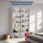 Étagère à livres en forme de H à 6 niveaux de 181 cm, organisateur de rangement ouvert robuste pour bureau à domicile, salon, chambre à coucher