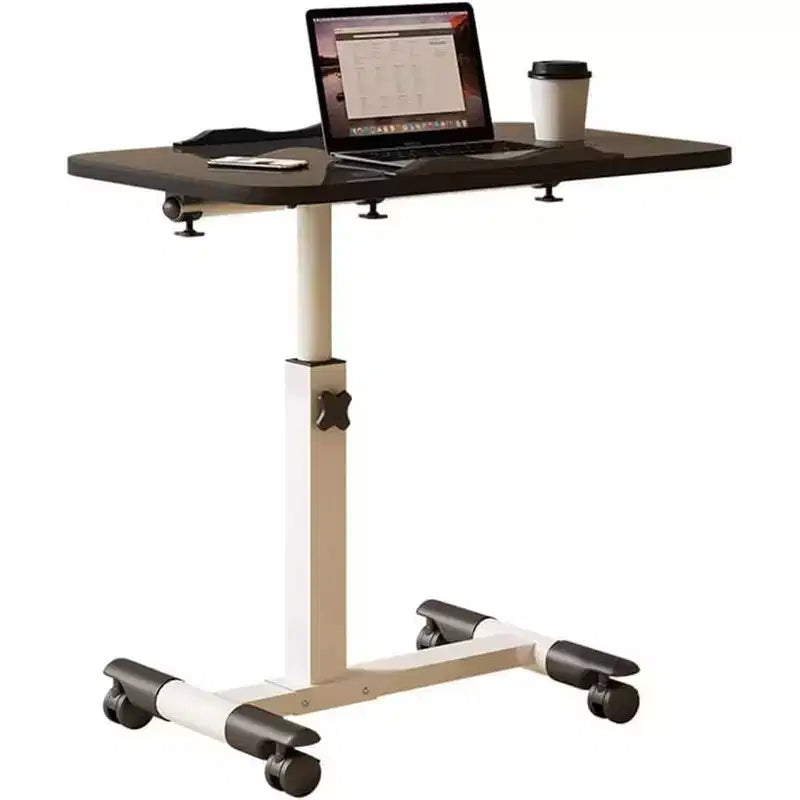 Table avec roulettes - Bureau d'ordinateur portable roulant à hauteur réglable, table d'appoint pour bureau à domicile