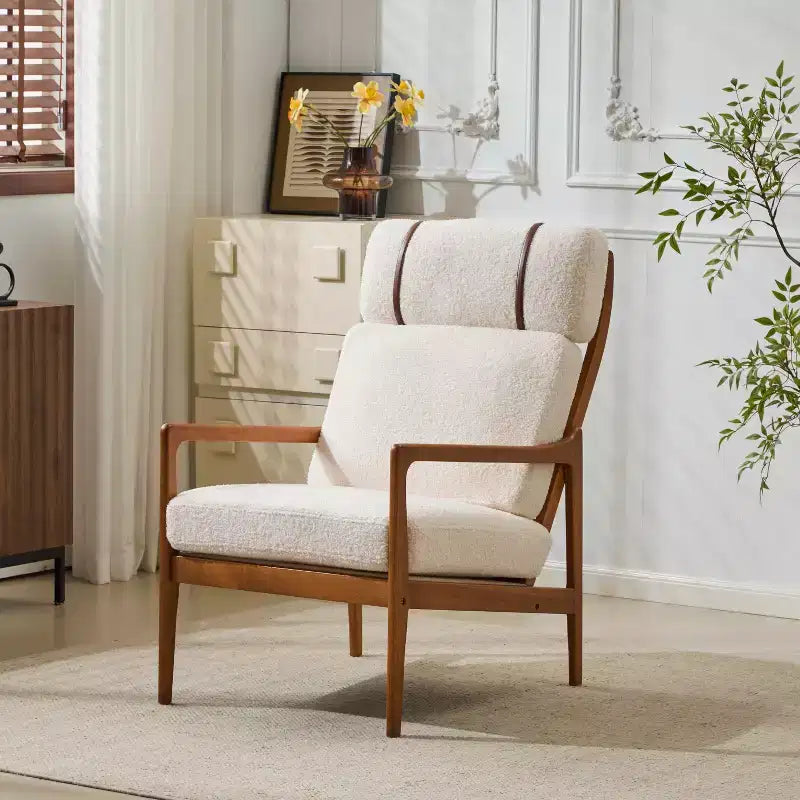 Fauteuils d'appoint scandinaves du milieu du siècle, lot de deux, structure en bois massif à dossier haut, chaises longues pour salon, chambre ou coin lecture