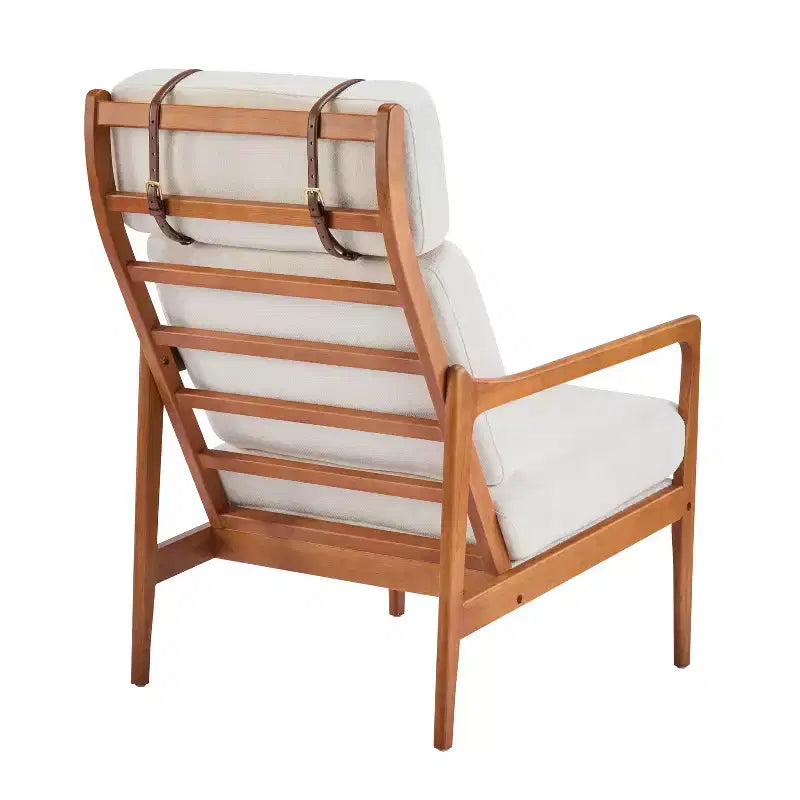 Fauteuils d'appoint scandinaves du milieu du siècle, lot de deux, structure en bois massif à dossier haut, chaises longues pour salon, chambre ou coin lecture