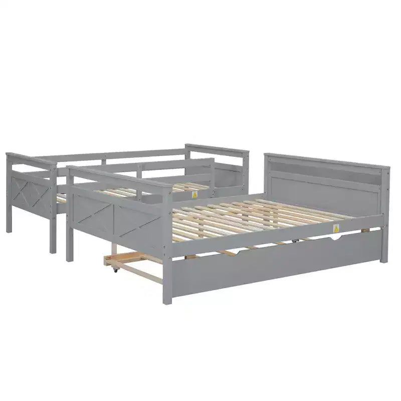 Lits superposés jumeaux sur grand format avec lit gigogne, cadre de lit superposé en bois massif pour enfants, adolescents et adultes, convertibles en 2 lits