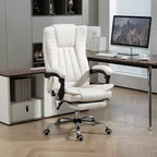 Chaise de bureau de massage Vinsetto à 6 points et chauffante, chaise d'ordinateur inclinable avec hauteur et repose-pieds réglables, blanche