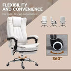 Chaise de bureau de massage Vinsetto à 6 points et chauffante, chaise d'ordinateur inclinable avec hauteur et repose-pieds réglables, blanche