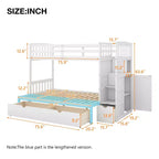 Lits superposés jumeaux avec escalier et tiroirs pour enfants, lits superposés en bois jumeaux avec escalier et armoire de rangement