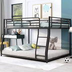 Metal Bunk Bed Twin XL over Queen Size with Ladder and High Guardrail, Heavy Duty Full Size Bunk Bed Frame for Kids Teens Adults