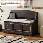 Banc de rangement pour chaussures GDFStudio Ruth de style moderne du milieu du siècle avec rangement dissimulé et coussin en lin