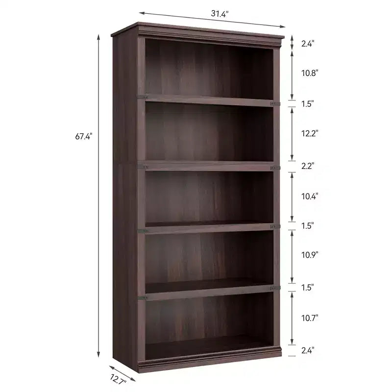 Bibliothèque de ferme à 5 étagères, avec rangement, étagères ouvertes, étagères de rangement, bibliothèques en bois de 81 cm de large pour bureau, bibliothèque