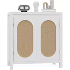 COZONY 30 Buffet bahut en rotin style Mid-Century avec étagères réglables, meuble de rangement rétro pour salon ou salle à manger