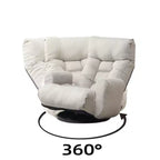Fauteuil GDFStudio Sorrel moderne pivotant à 360° en lin avec dossier réglable et pouf