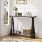 Console de ferme GustoWave avec rangement, table d'entrée étroite à 2 niveaux avec cadre en métal et MDF pour le salon - Rustique