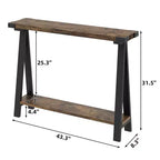 Console de ferme GustoWave avec rangement, table d'entrée étroite à 2 niveaux avec cadre en métal et MDF pour le salon - Rustique