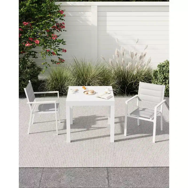 COZONY Ensemble de 4 chaises de salle à manger d'extérieur, chaises de terrasse résistantes aux intempéries avec accoudoirs, cadre en métal pour pelouse, terrasse, balcon et bord de piscine