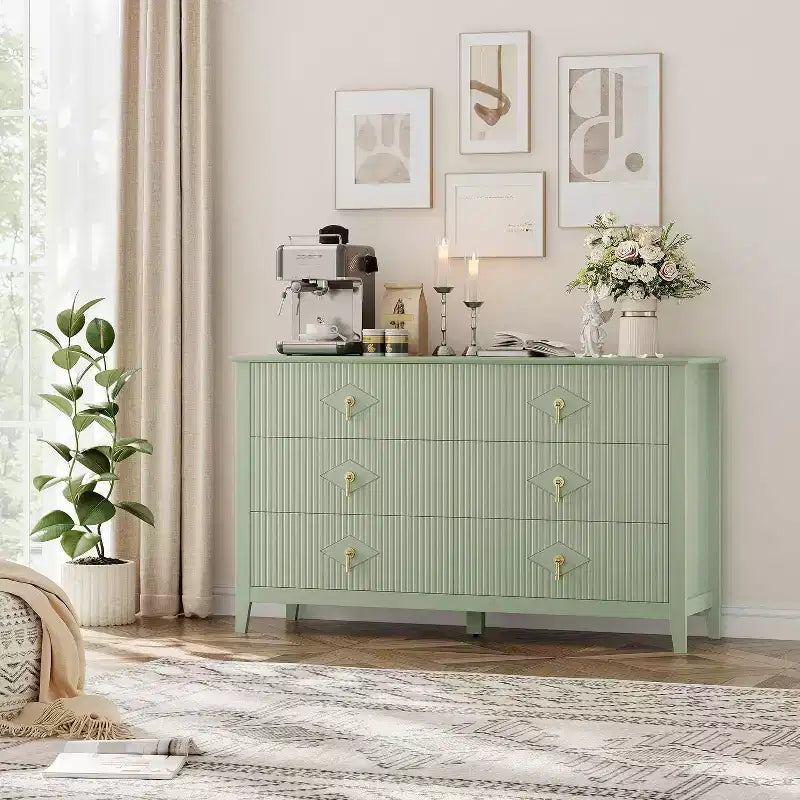 Acekool 54 Commode 6 Tiroirs Cannelés, Commode de Rangement Moderne, pour Placard ou Couloir