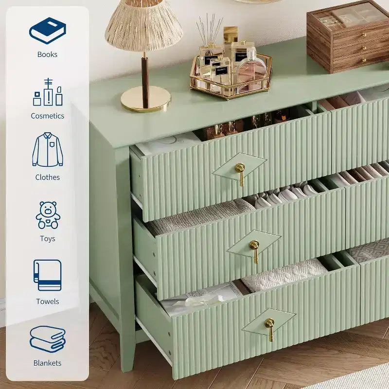 Acekool 54 Commode 6 Tiroirs Cannelés, Commode de Rangement Moderne, pour Placard ou Couloir