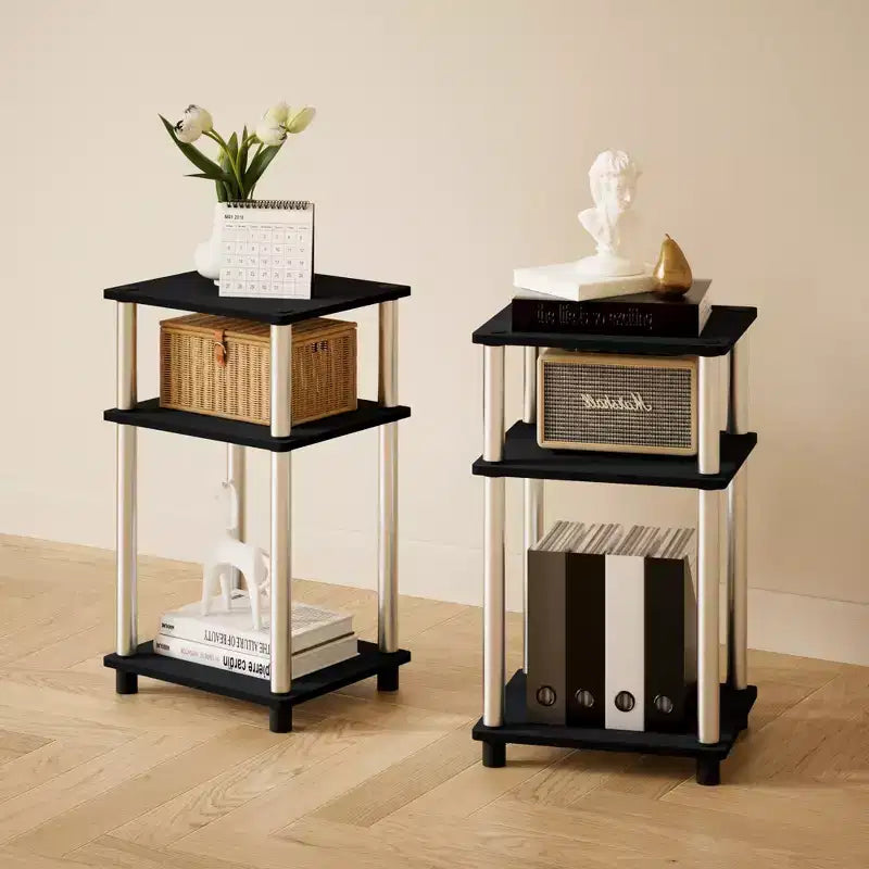 HOMLUX Lot de 2 tables d'appoint à 3 niveaux, table de chevet avec étagère de rangement