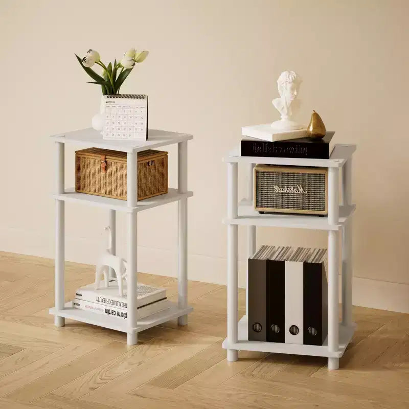 HOMLUX Lot de 2 tables d'appoint à 3 niveaux, table de chevet avec étagère de rangement