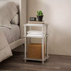 HOMLUX Lot de 2 tables d'appoint à 3 niveaux, table de chevet avec étagère de rangement