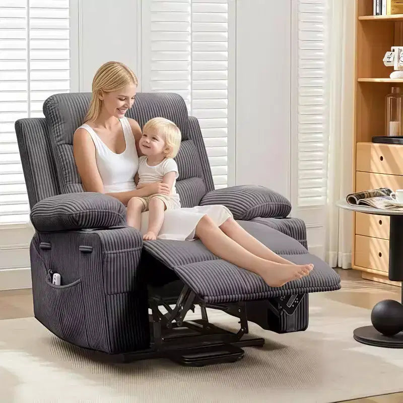 Fauteuil inclinable électrique surdimensionné GustoWave avec massage et chaleur pour personnes âgées, grand fauteuil inclinable, canapé inclinable individuel.