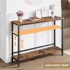 Console de 39 po, table de canapé étroite à 2 niveaux, table derrière le canapé avec étagère réglable, console de salon, couloir, entrée