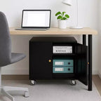 Meuble d'imprimante mobile Acekool - Rangement 2 portes avec étagère réglable, design sous bureau pour bureau et petits espaces, organisateur noir 23,6"