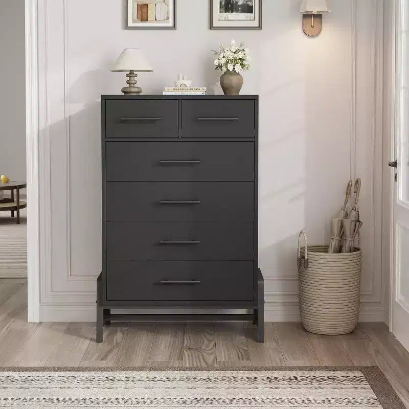 Commode de rangement Coolmee à 6 tiroirs avec base métallique robuste