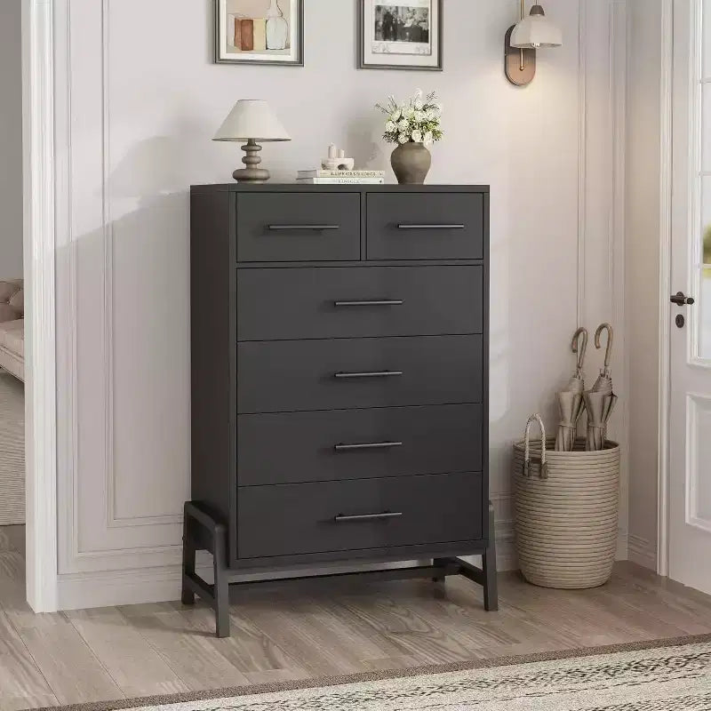 Commode de rangement Coolmee à 6 tiroirs avec base métallique robuste