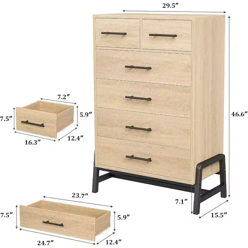 Commode de rangement Coolmee à 6 tiroirs avec base métallique robuste