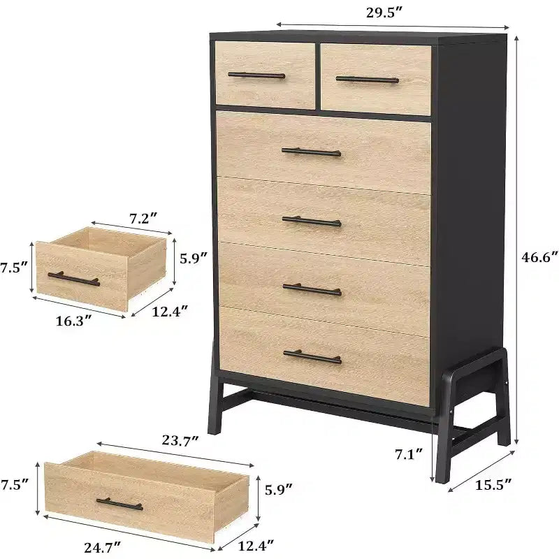 Commode de rangement Coolmee à 6 tiroirs avec base métallique robuste