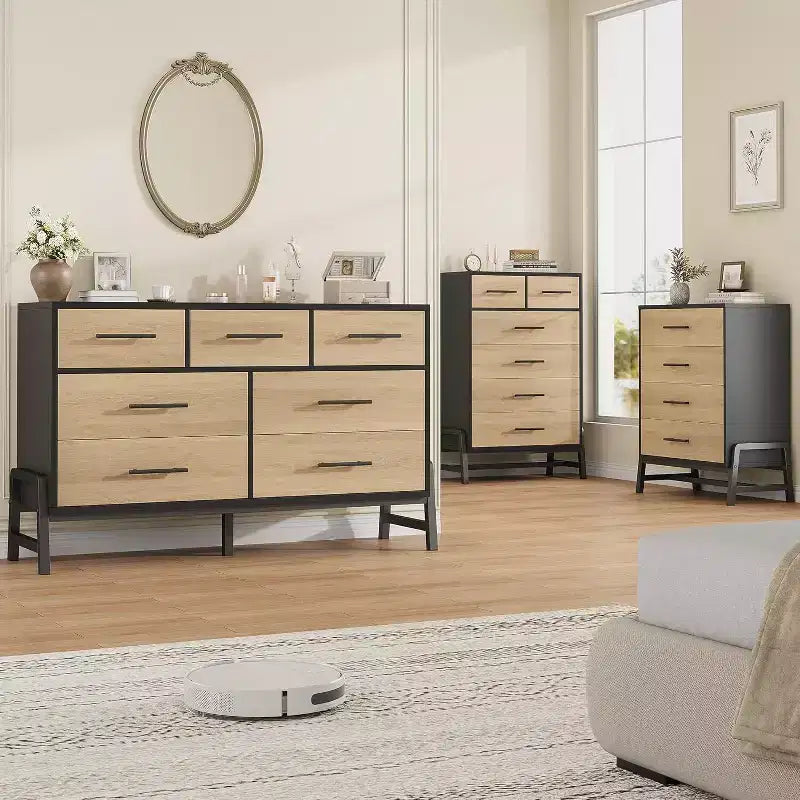Commode de rangement Coolmee à 6 tiroirs avec base métallique robuste