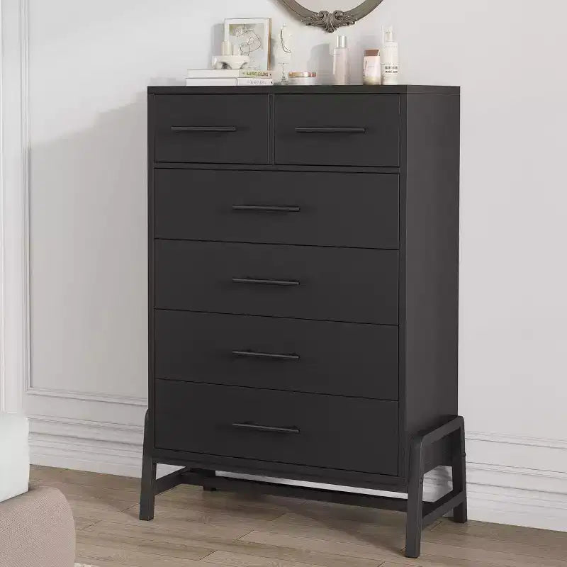 Commode de rangement Coolmee à 6 tiroirs avec base métallique robuste