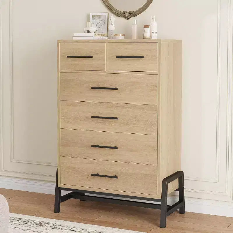 Commode de rangement Coolmee à 6 tiroirs avec base métallique robuste