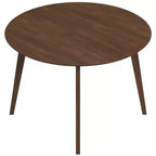 Table à manger 48 po en noyer massif de style milieu de siècle, bord biseauté sécuritaire pour enfants, 4 places, fini teinté brun