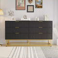 Modern Narrow 6 Drawer Fabric Dresser with Gold Handle for Bedroom, Closet & Living Room